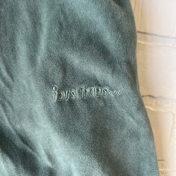 iets frans Urban Outfitters Teal Velvet wide leg elastic band pocket pants-S - Picture 7 of 7